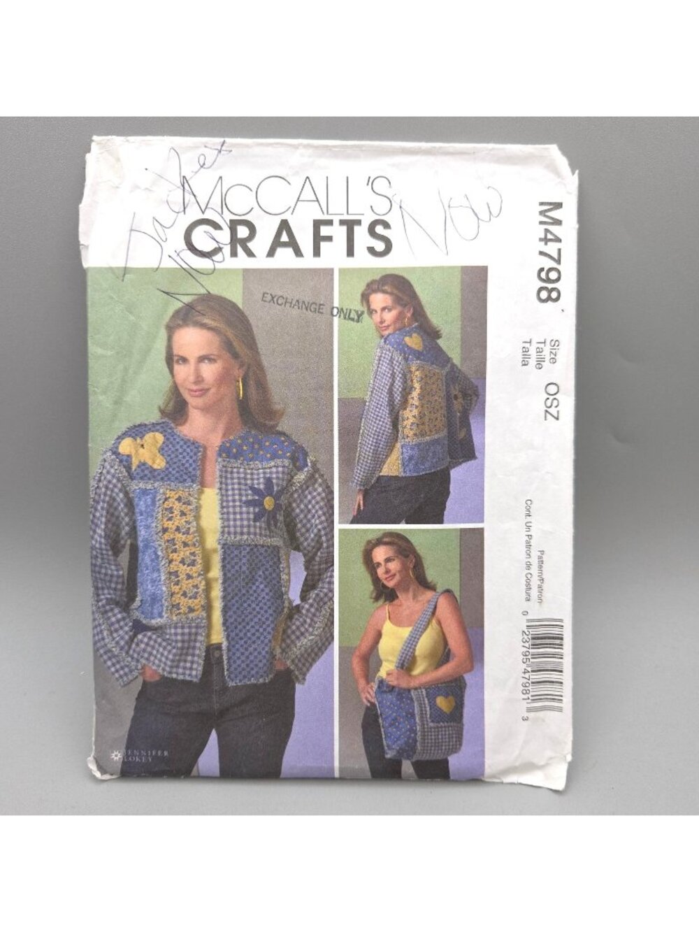 McCalls Crafts Pattern M4798 Misses Chenille Jacket Size 8-22 & One Size Tote